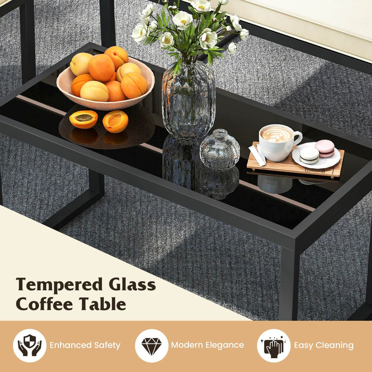 Patio Furniture Set with Tempered Glass Tabletop product image