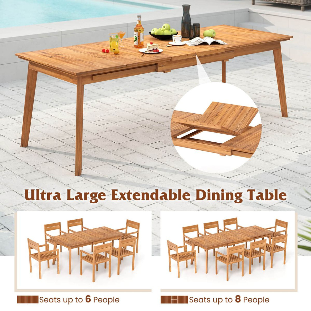 Adjustable Teak Wood Table with Water-Based Paint product image