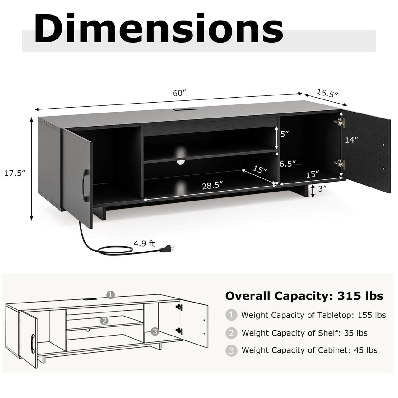 TV Stand for 70" TVs with Power Outlet  product image TV Stand for 70" TVs with Power Outlet  product image
