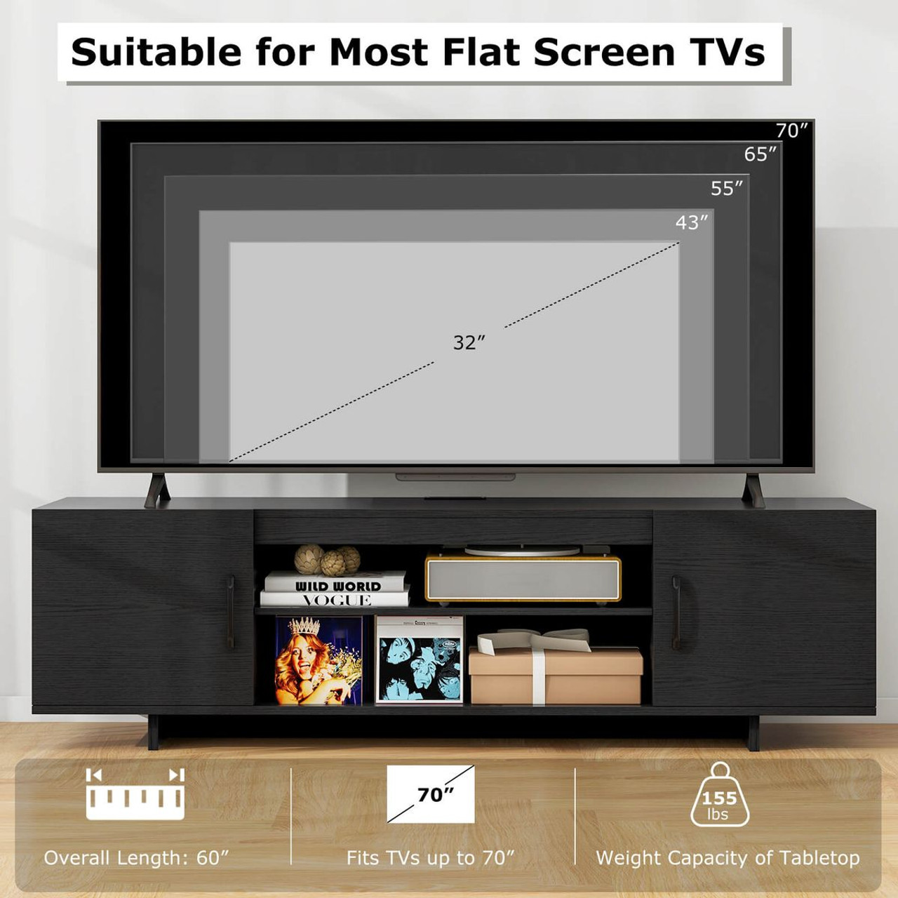 TV Stand for 70" TVs with Power Outlet  product image TV Stand for 70" TVs with Power Outlet  product image