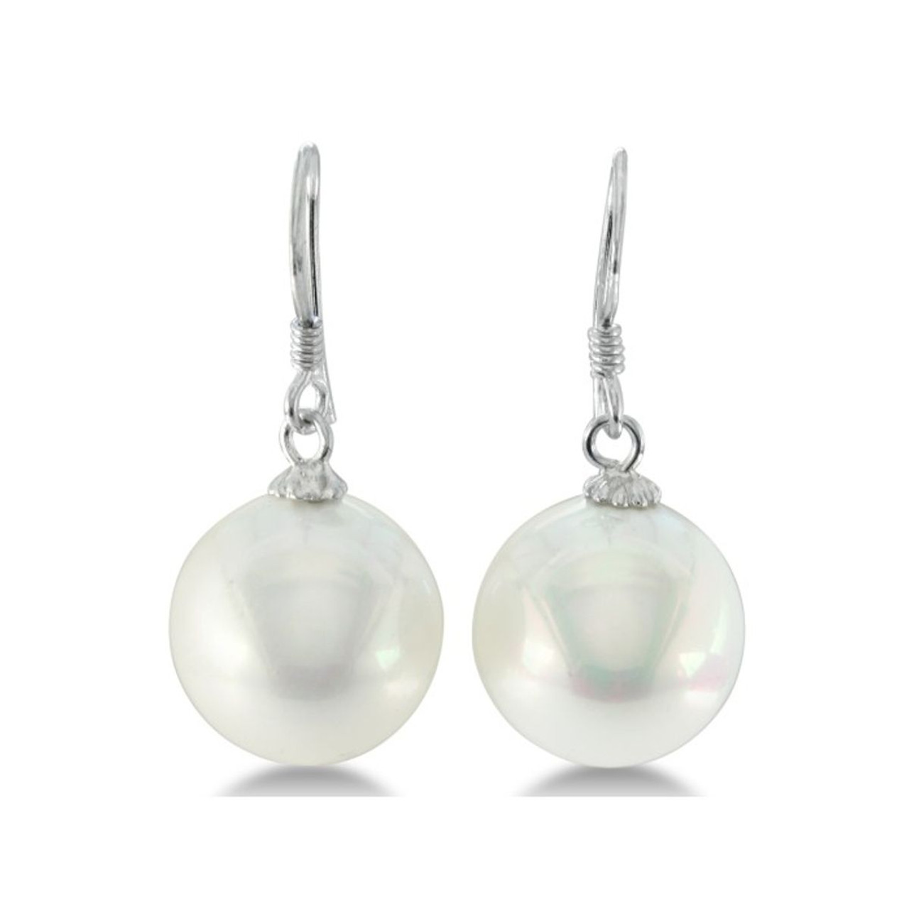 Pearl Drop Earrings with 12mm Shell Pearls in Sterling Silver product image Pearl Drop Earrings with 12mm Shell Pearls in Sterling Silver product image