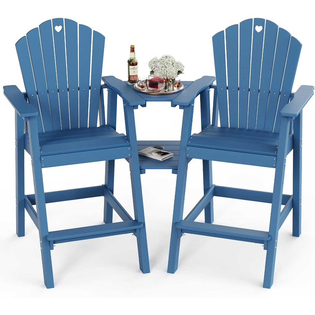 Tall Patio Chairs with Connecting Table (Set of 2) product image