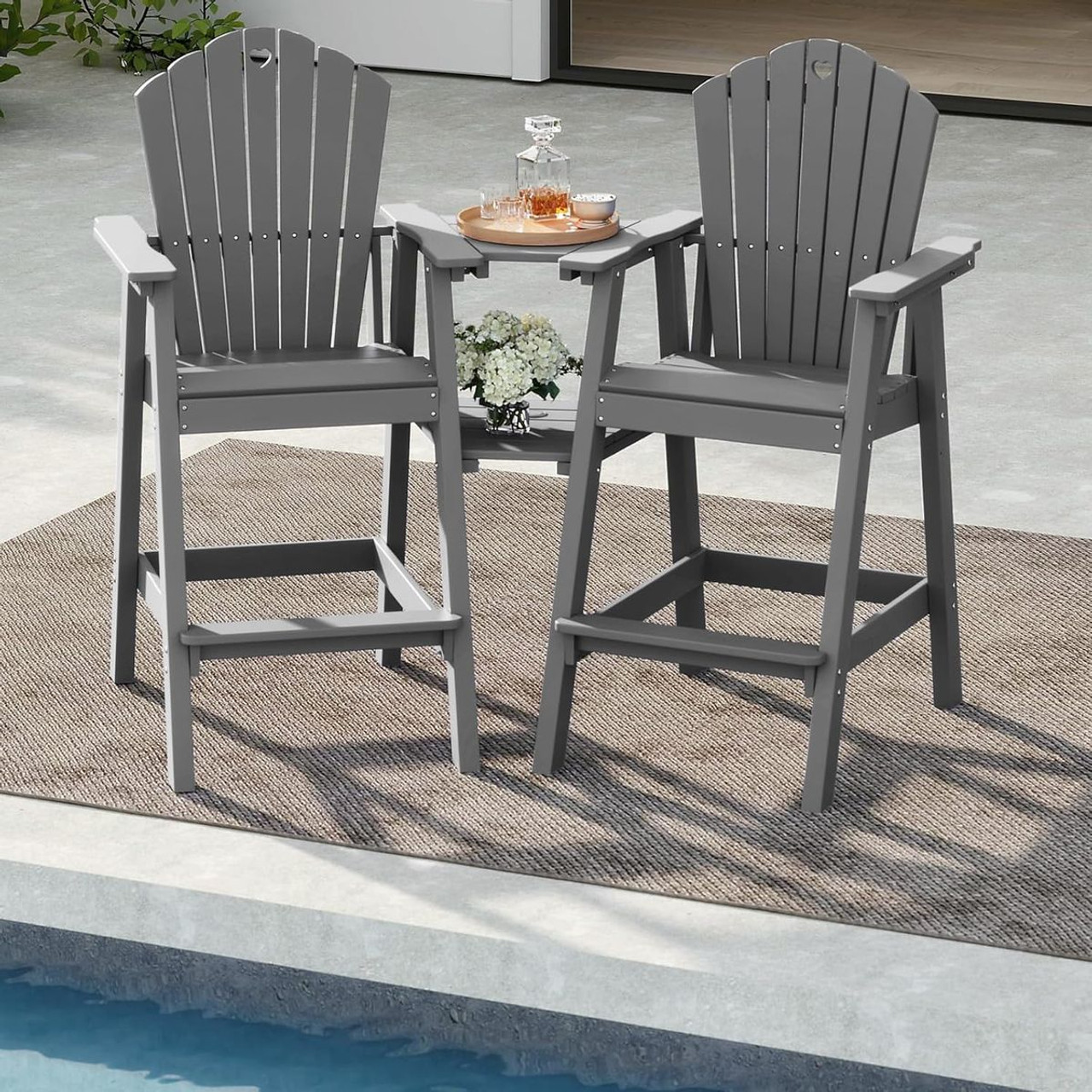 Tall Patio Chairs with Connecting Table (Set of 2) product image