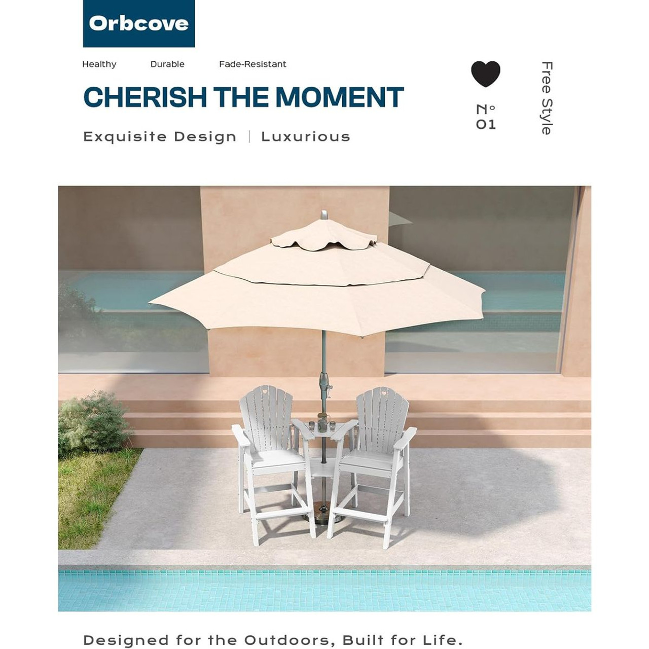 Tall Patio Chairs with Connecting Table (Set of 2) product image