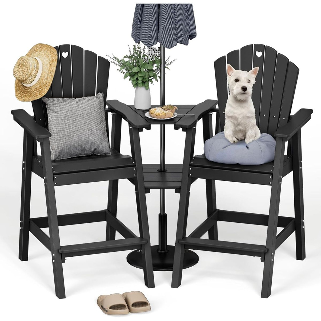 Tall Patio Chairs with Connecting Table (Set of 2) product image