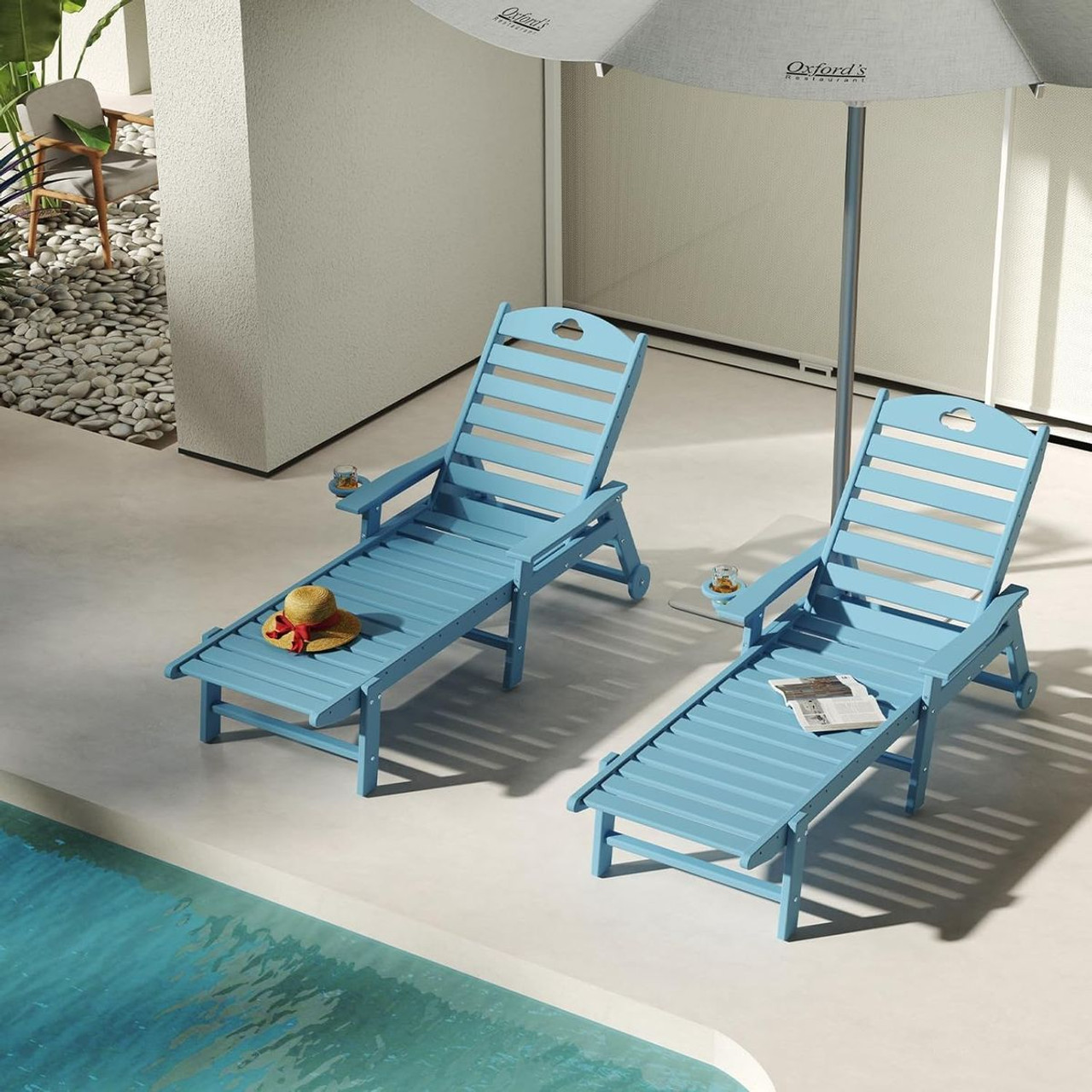 Patio Lounge Chair with Cup Holder and Adjustable Backrest product image