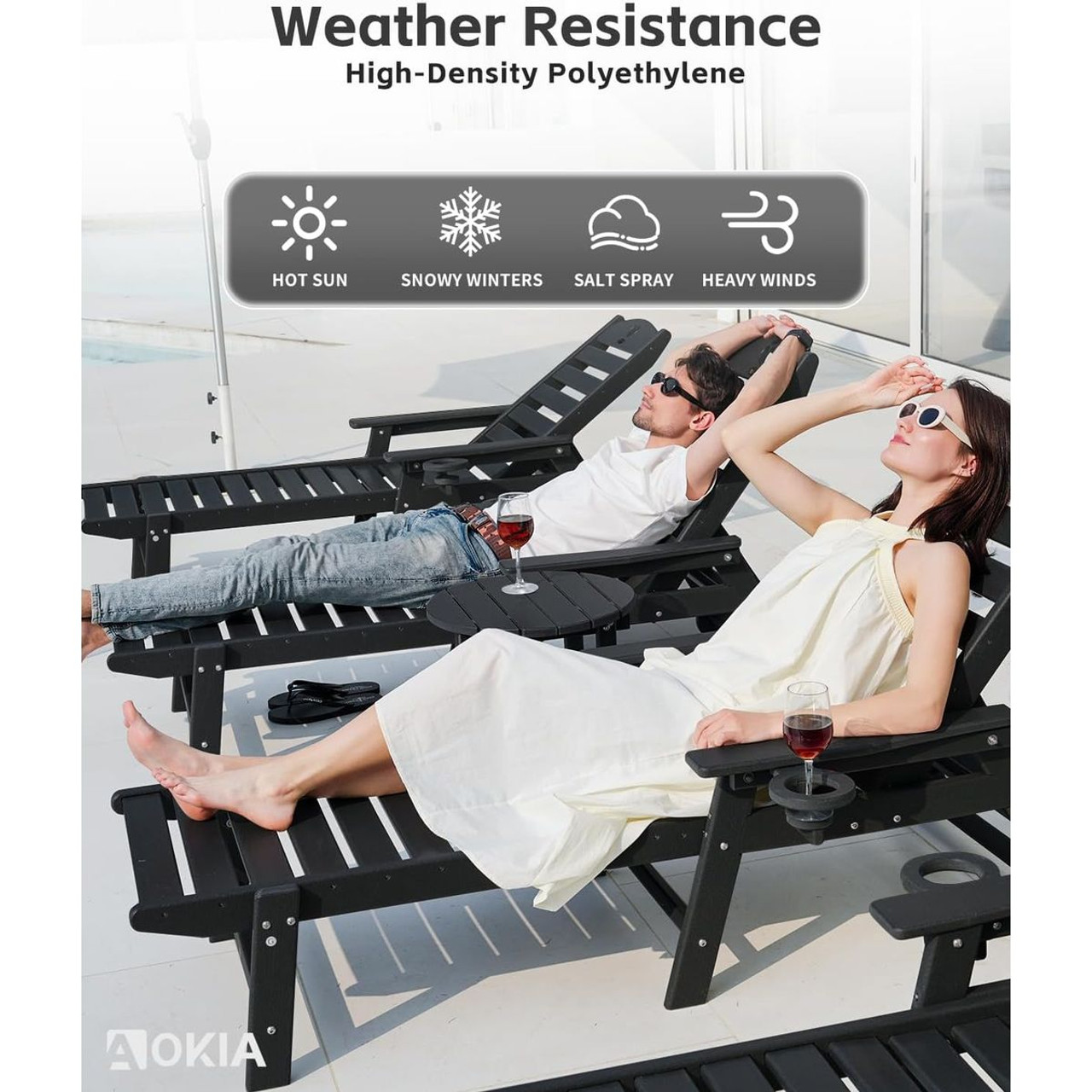Aokia Patio Chaise Lounge Chairs (Set of 2) product image