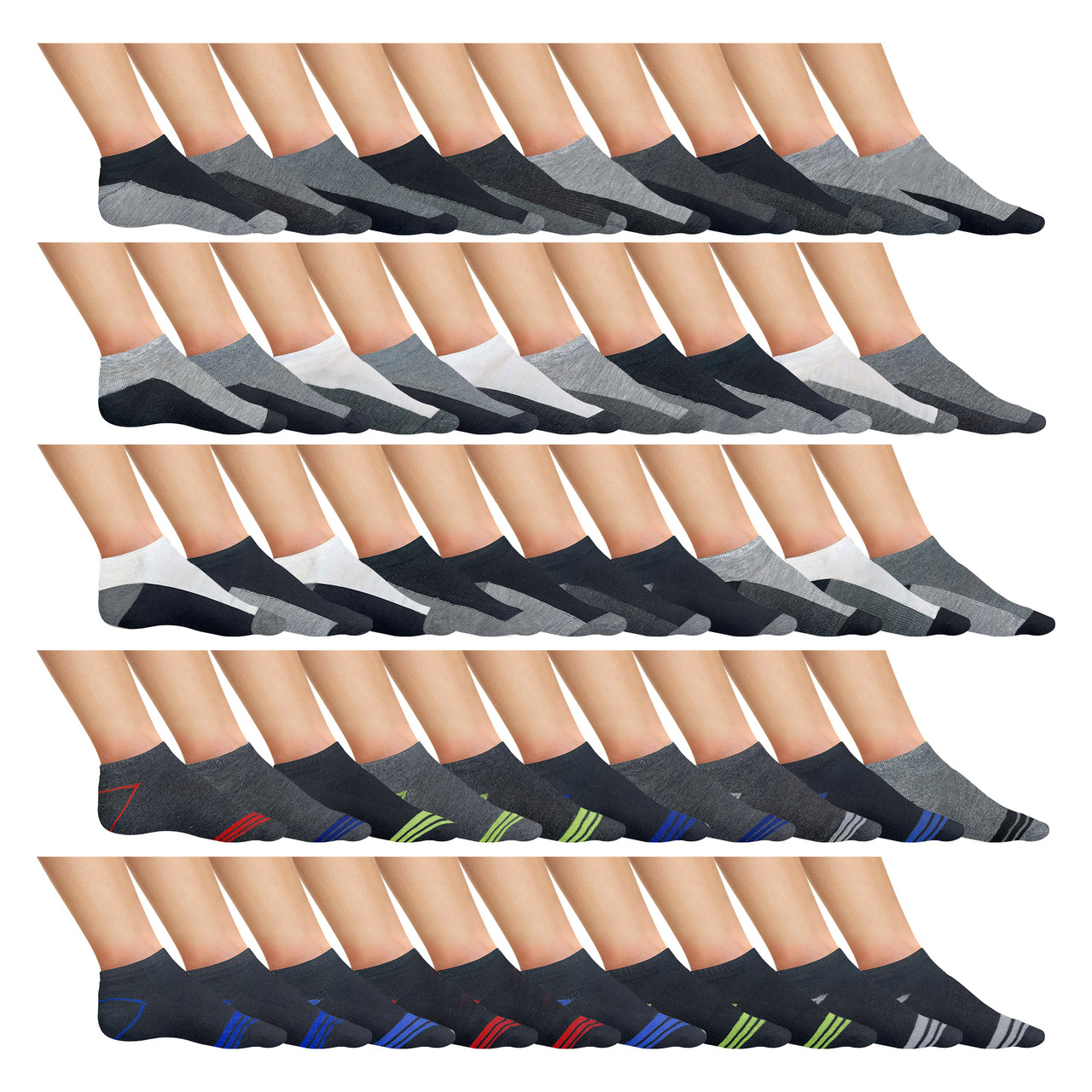 Men's Assorted Moisture-Wicking Low-Cut Socks (30-Pairs) product image