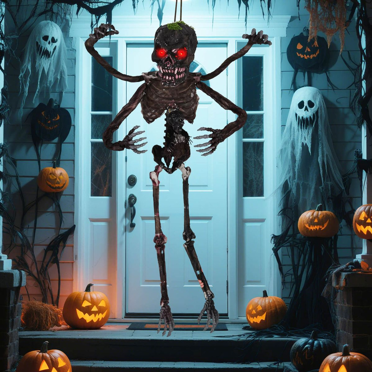 6-foot Animated Hanging Zombie Decoration with Light-up Eyes product image