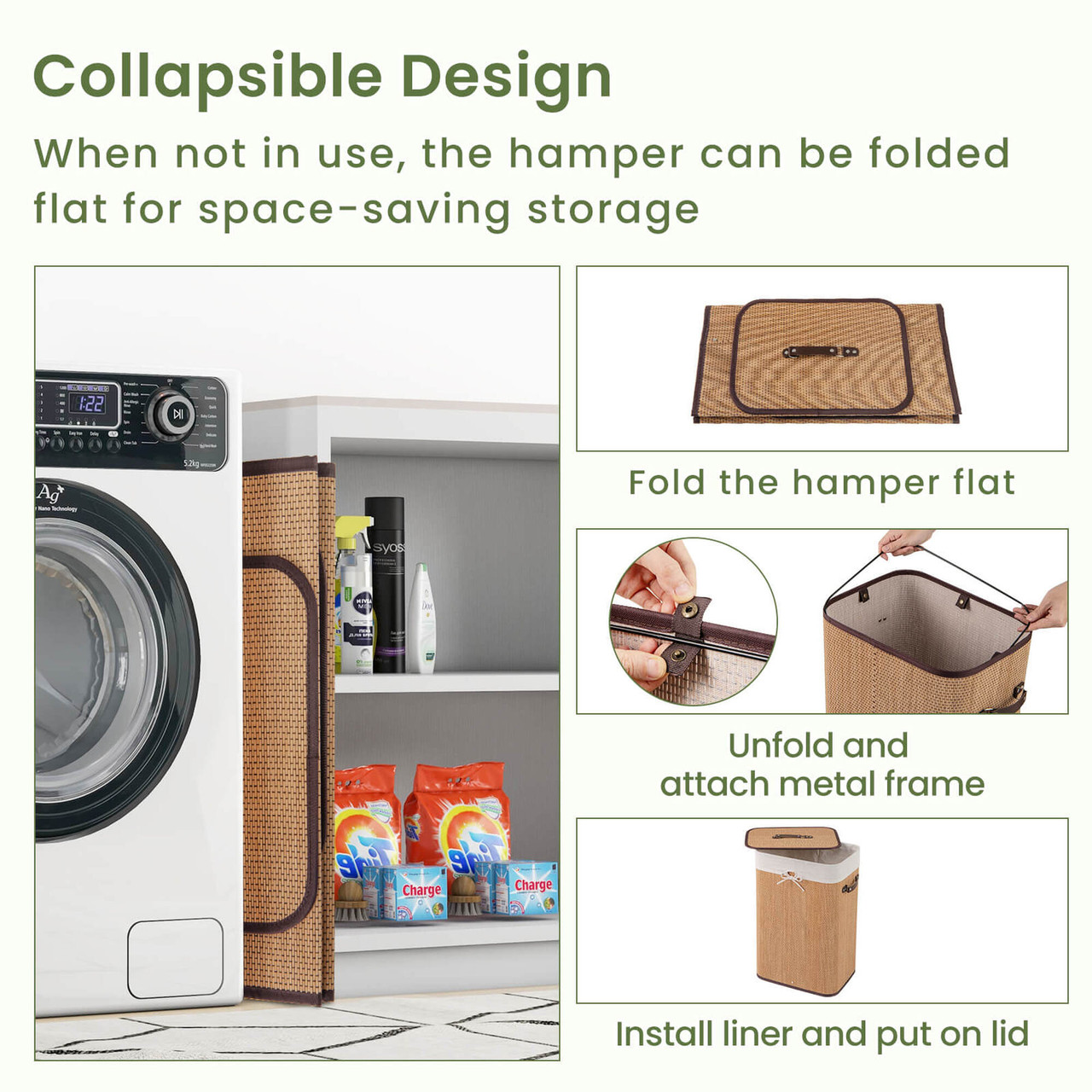 Rectangle Bamboo Laundry Hamper product image