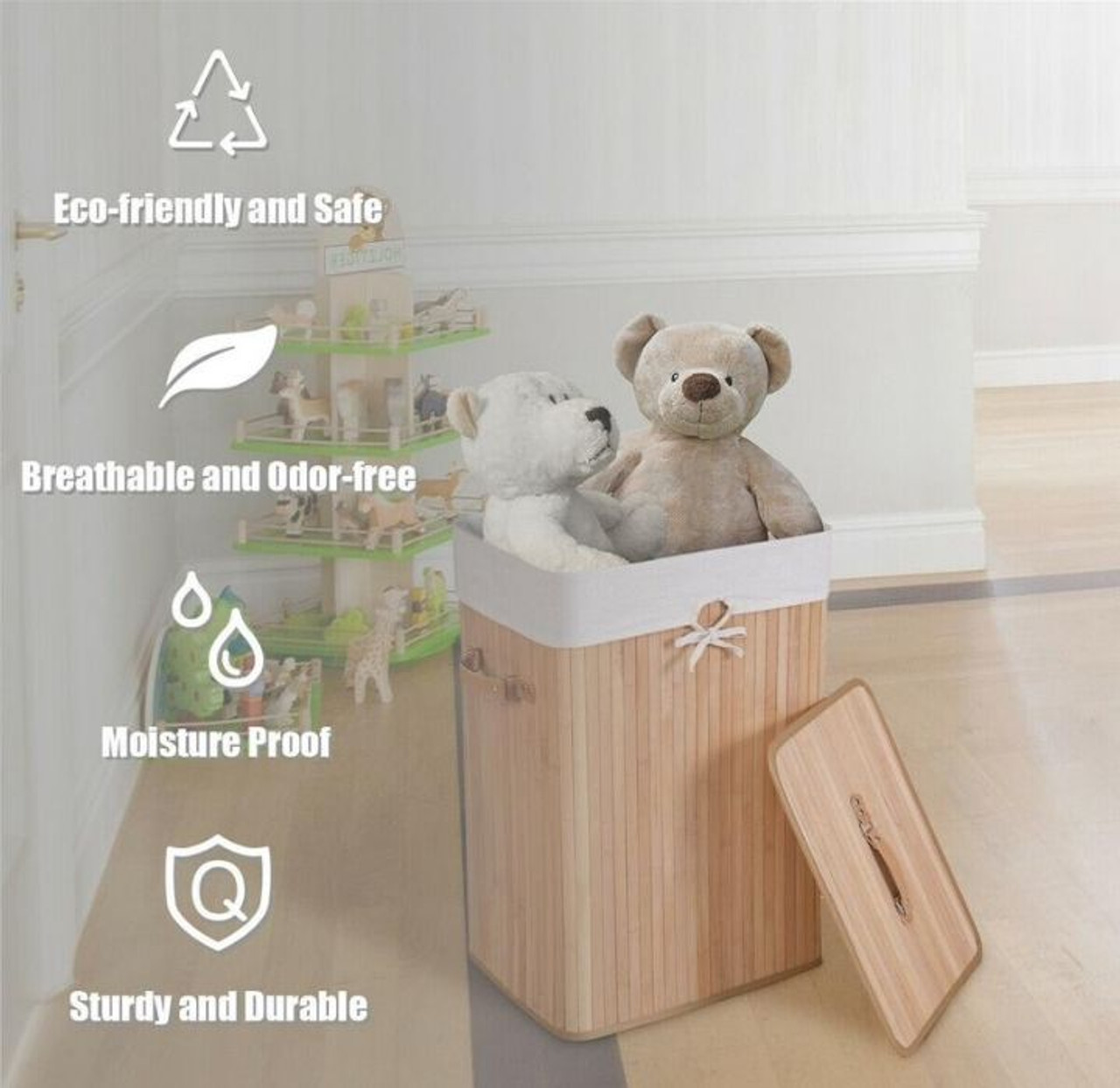 Rectangle Bamboo Laundry Hamper product image