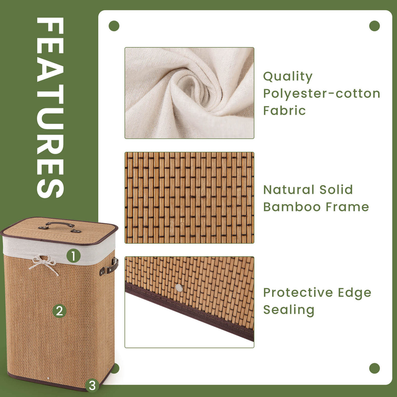 Rectangle Bamboo Laundry Hamper product image