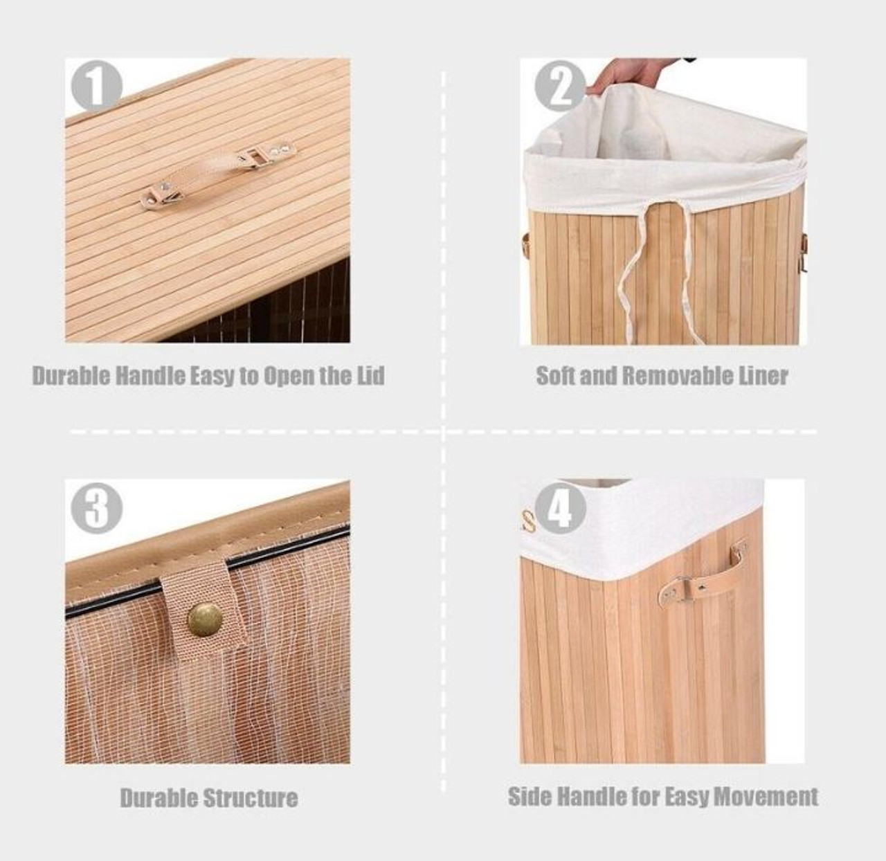 Rectangle Bamboo Laundry Hamper product image
