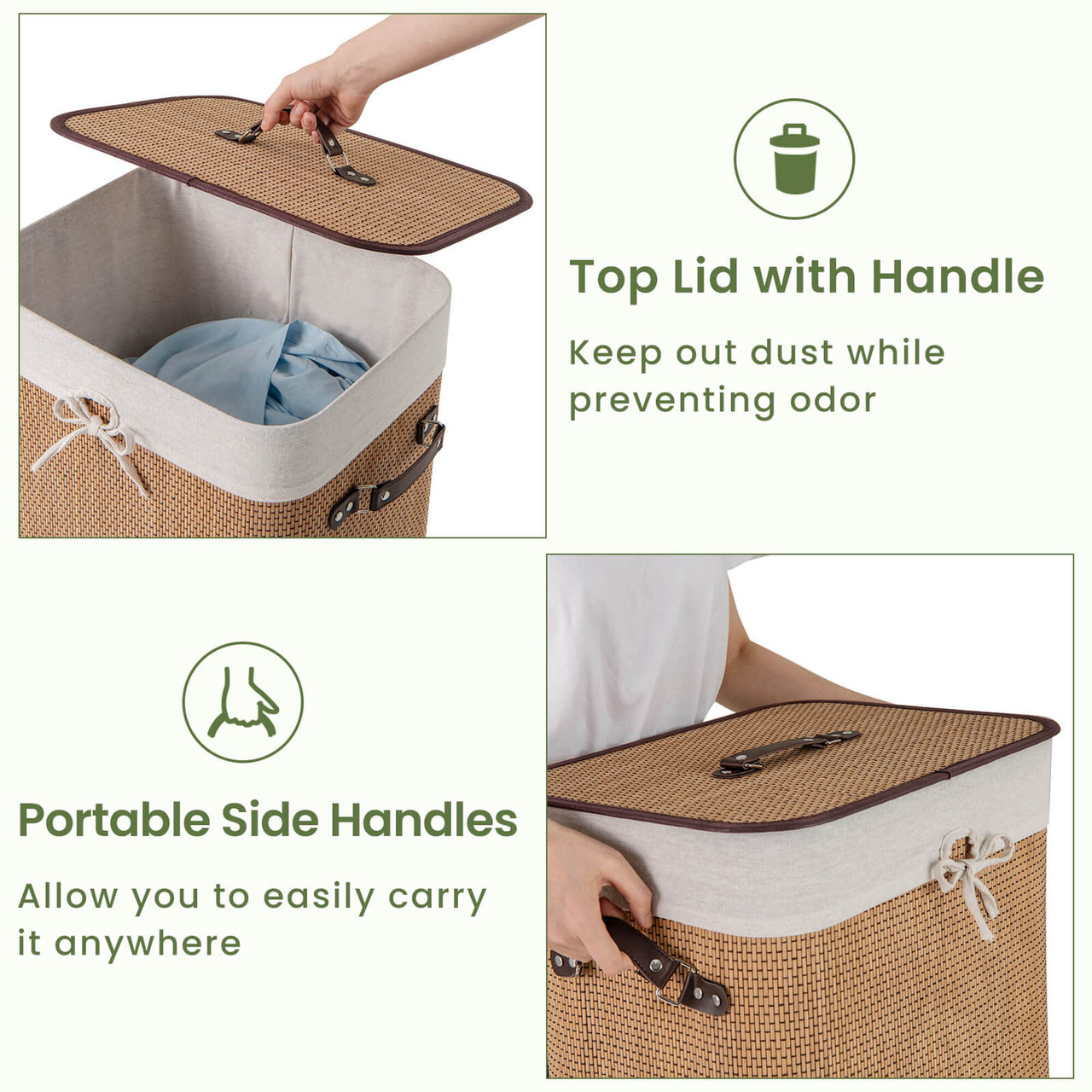 Rectangle Bamboo Laundry Hamper product image