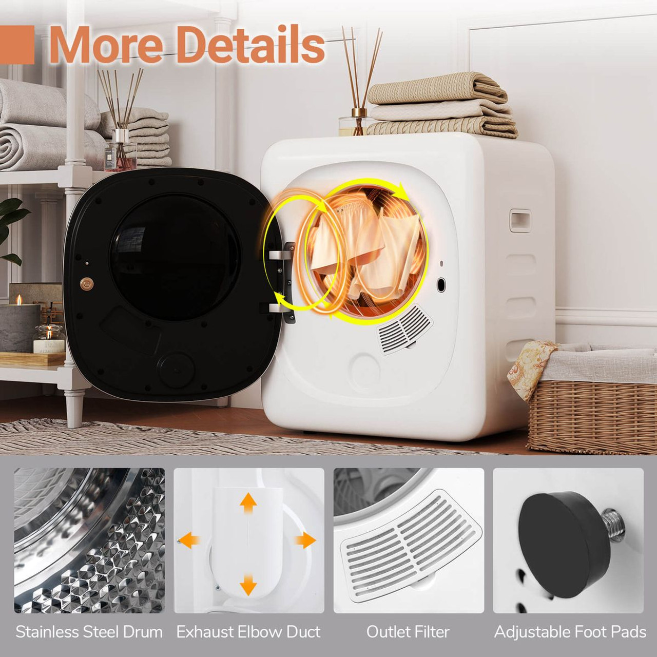 Compact Mini Clothes Dryer with Stainless Steel Tub product image