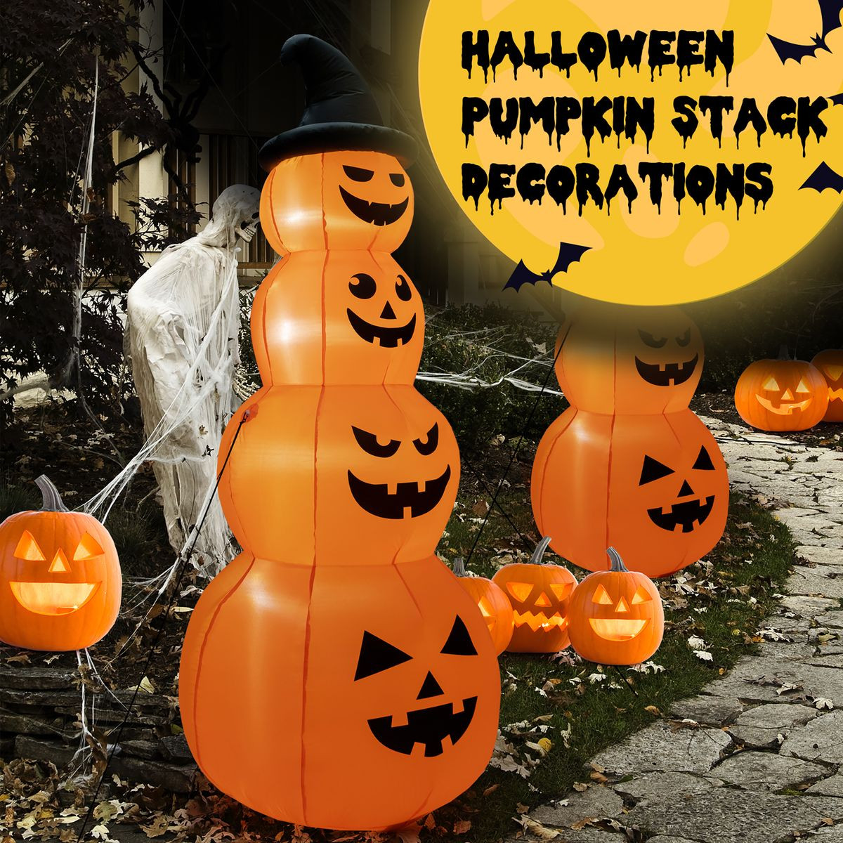 8FT Inflatable Stacked Pumpkins Halloween Decoration product image