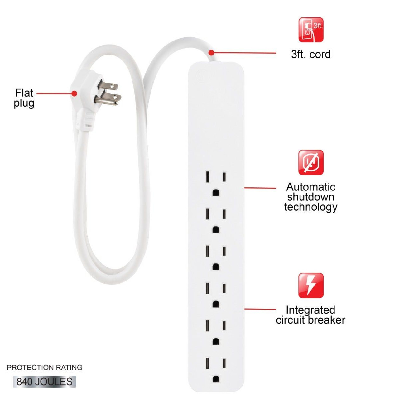 GE 6-Outlet 3-foot Surge Protector (2-Pack) product image GE 6-Outlet 3-foot Surge Protector (2-Pack) product image