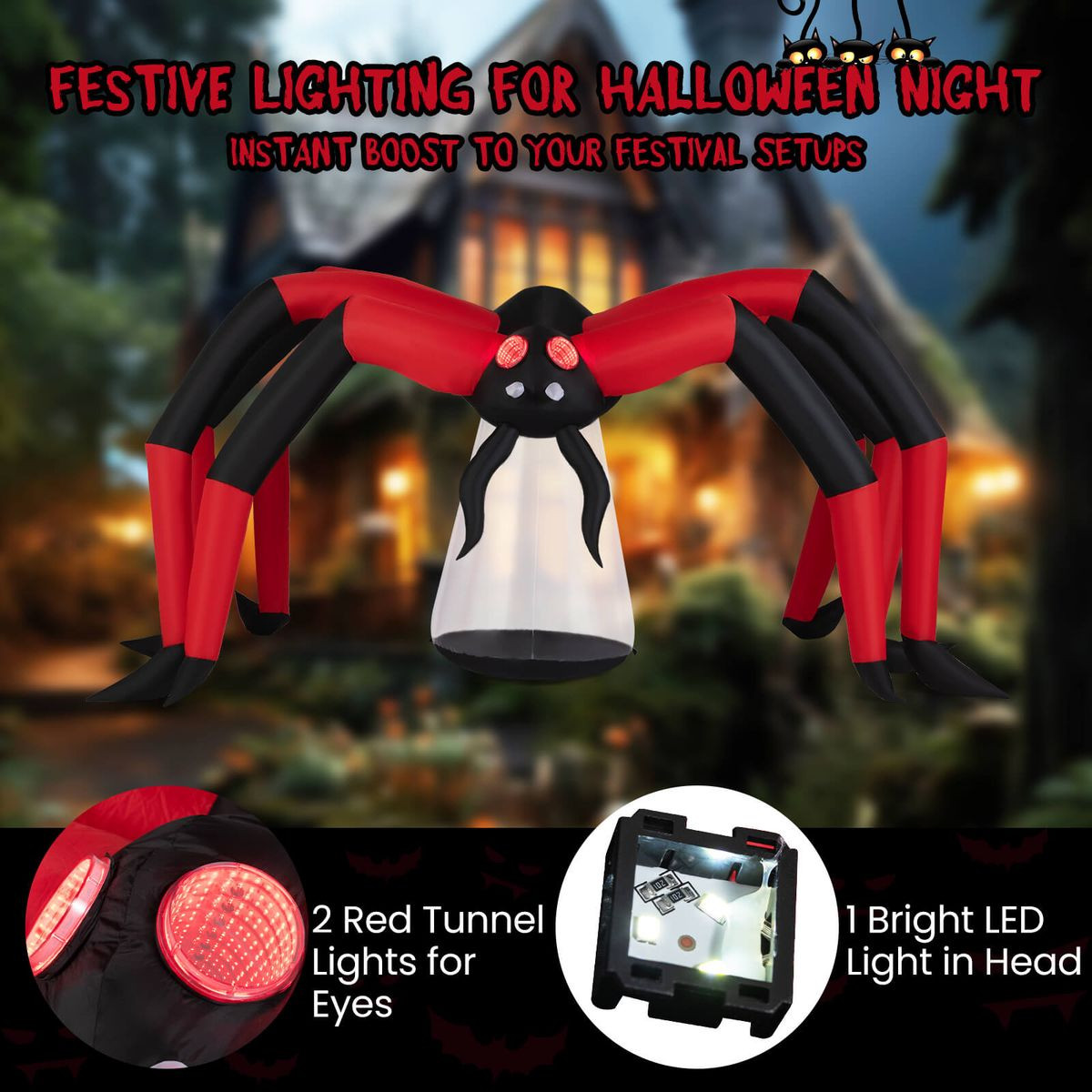 5-Foot Inflatable Spider with Tunnel product image