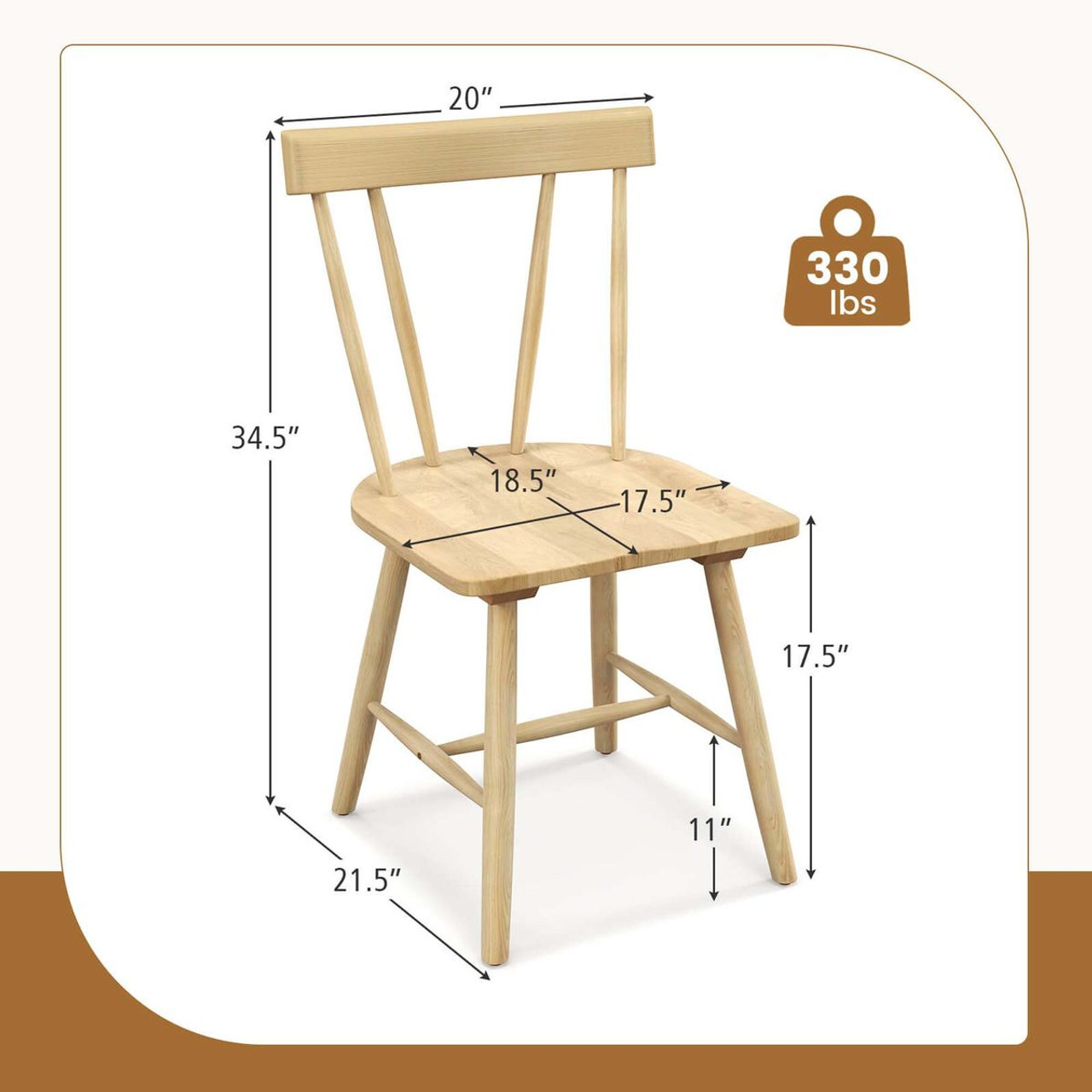 Armless Dining Chairs with Solid Wood Frame (Set of 2) product image