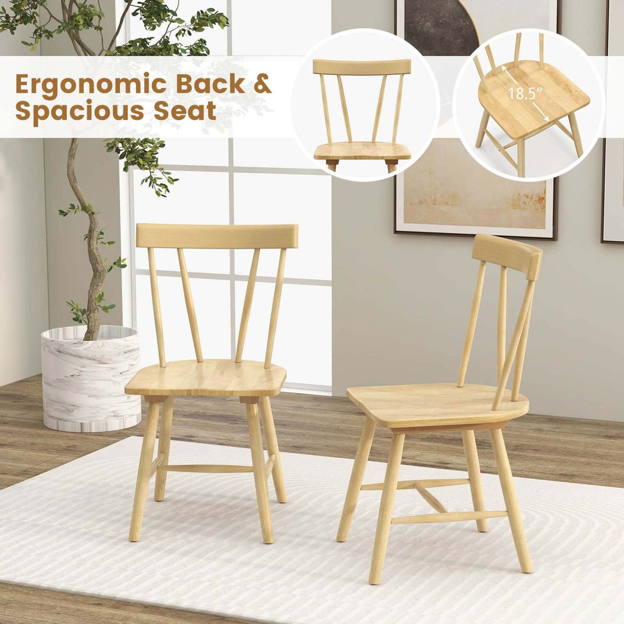 Armless Dining Chairs with Solid Wood Frame (Set of 2) product image