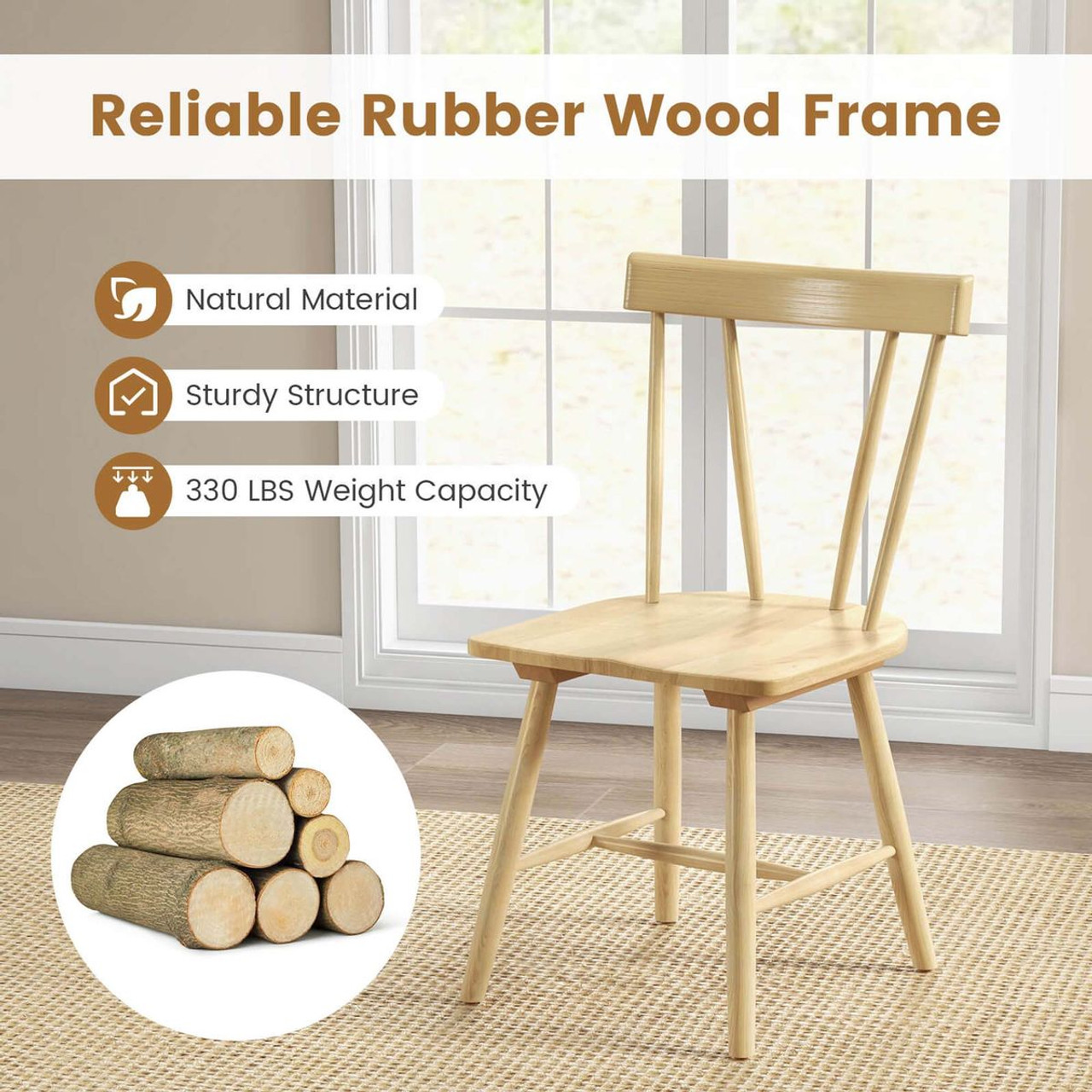 Armless Dining Chairs with Solid Wood Frame (Set of 2) product image