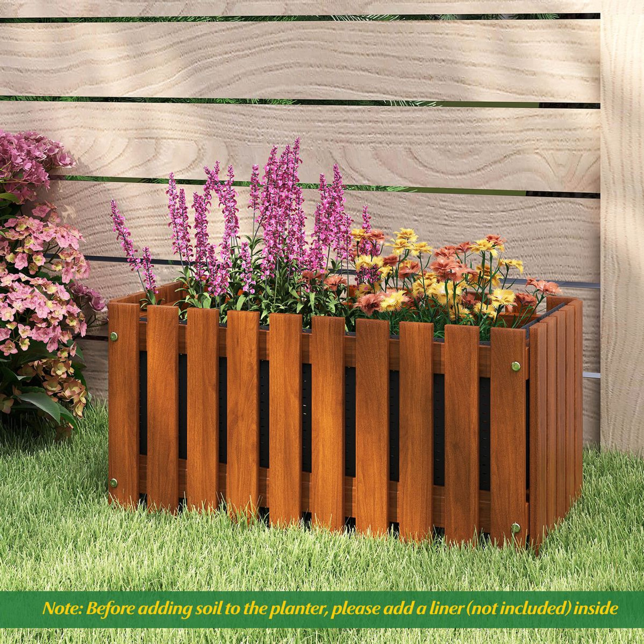 Outdoor Solid Wood Patio Slat Style Flower Planter product image