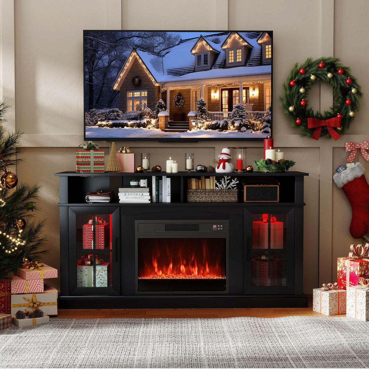 58" Fireplace TV Stand with Realistic LED Flames product image
