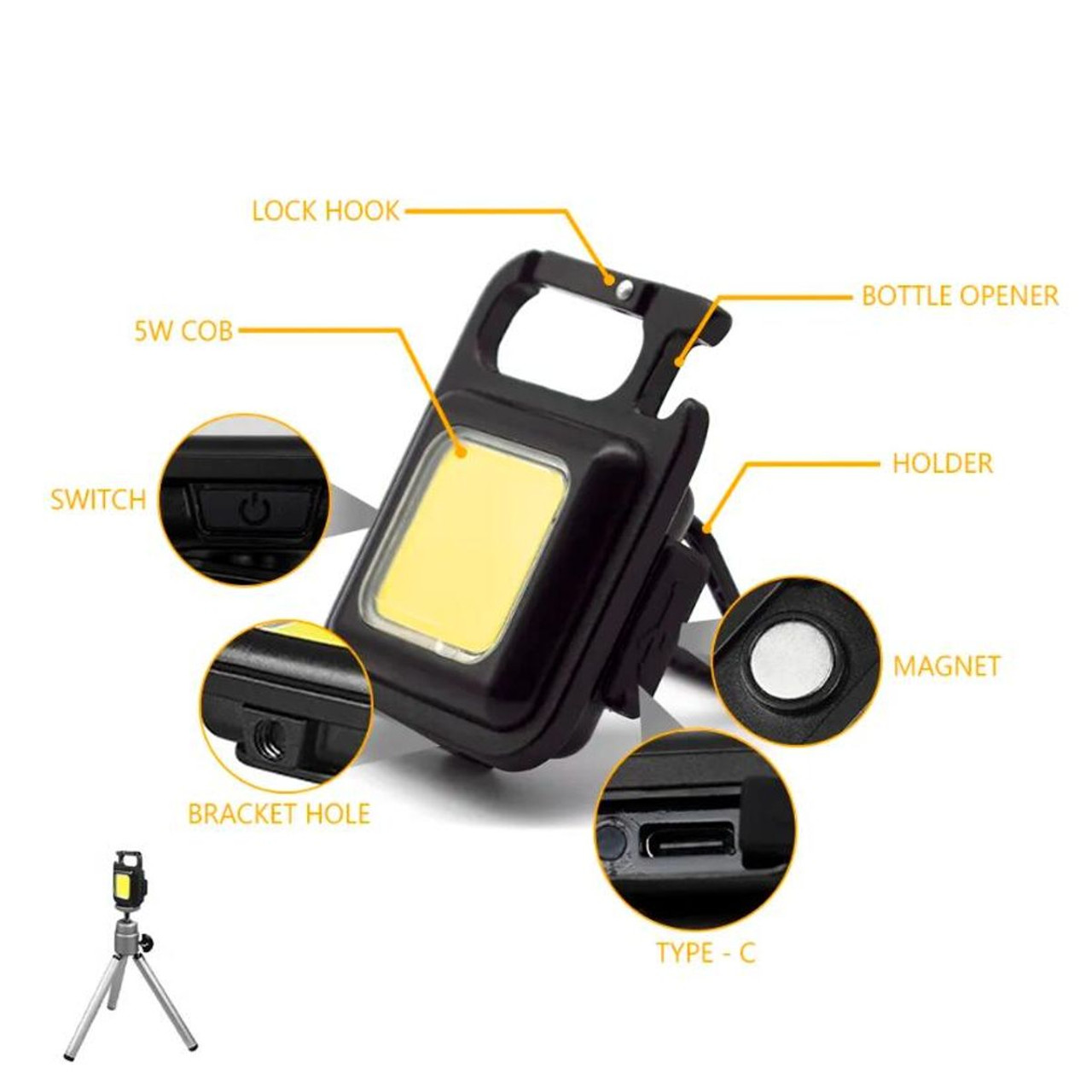  Rechargeable COB Keychain Work Light with Folding Stand (2-Pack) product image