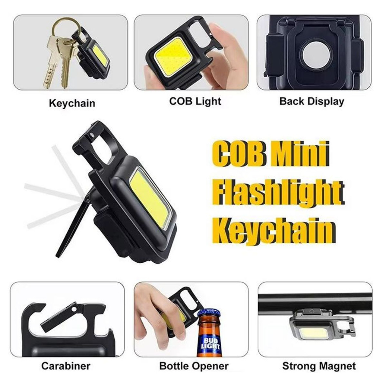  Rechargeable COB Keychain Work Light with Folding Stand (2-Pack) product image