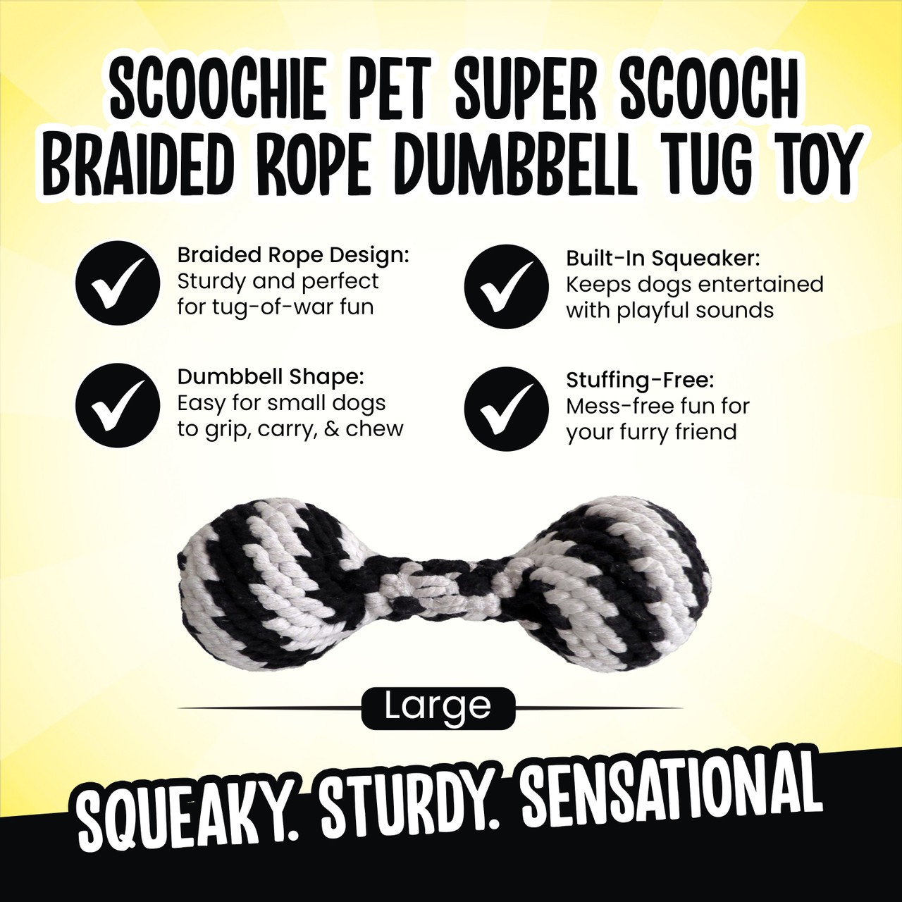 Scoochie Pet Super Scooch Braided Rope Squeaky Dog Tug Toys product image