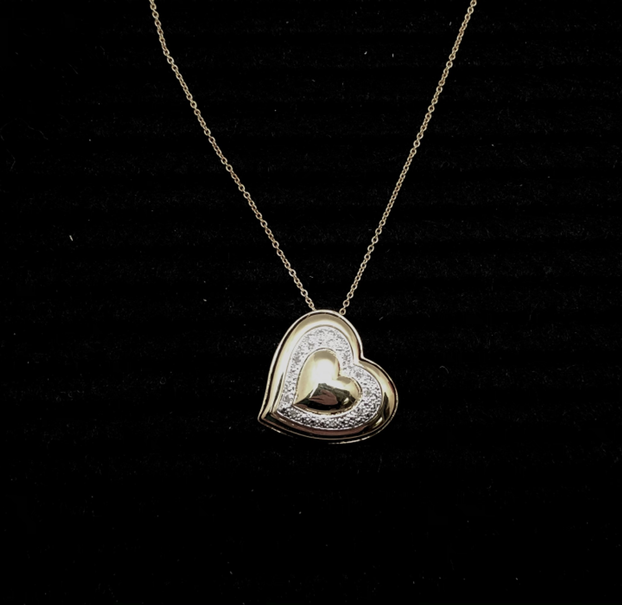 18k Gold Genuine Diamond Puffed Heart Pendant product image