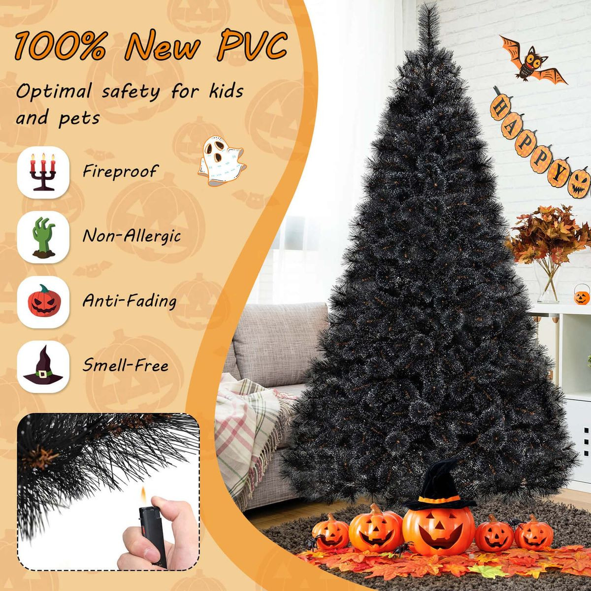 Black Artificial Tree with Frosted Branch Tips  product image