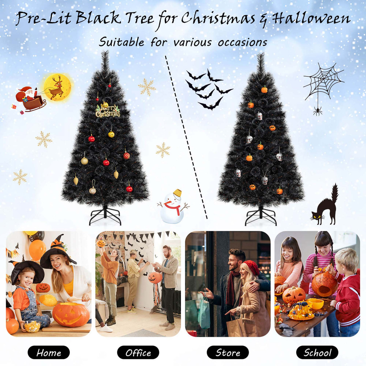 Black Artificial Tree with Frosted Branch Tips  product image