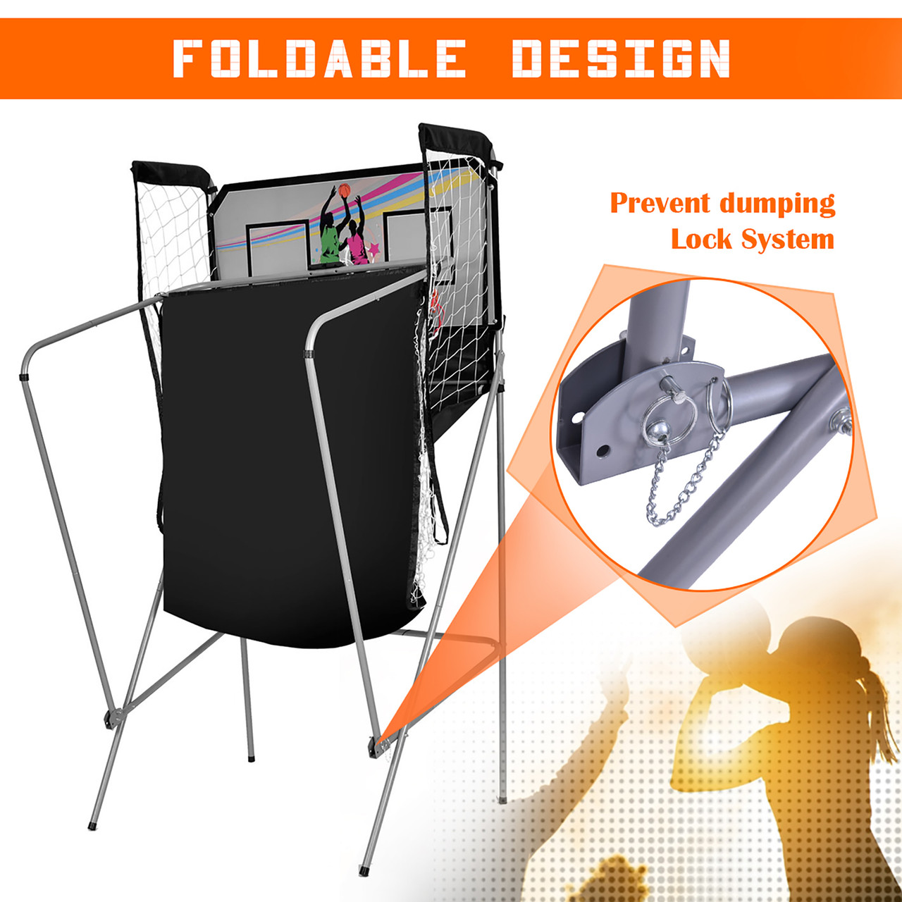 Indoor Double Electronic Basketball Arcade Game with 4 Balls product image
