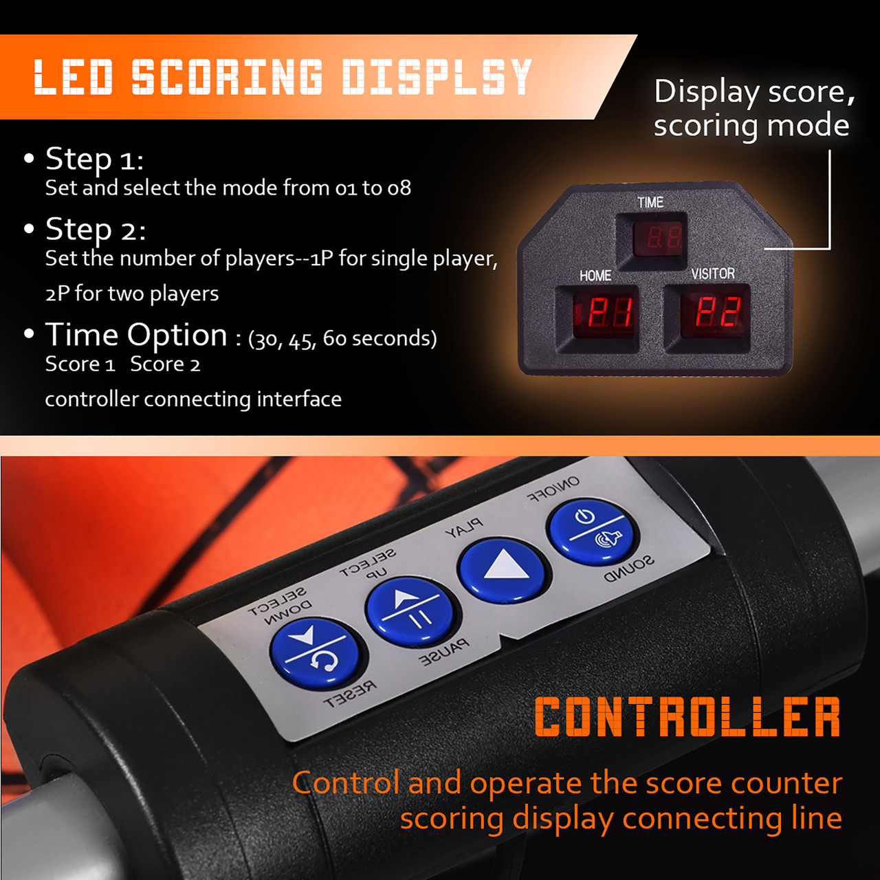 Indoor Double Electronic Basketball Arcade Game with 4 Balls product image