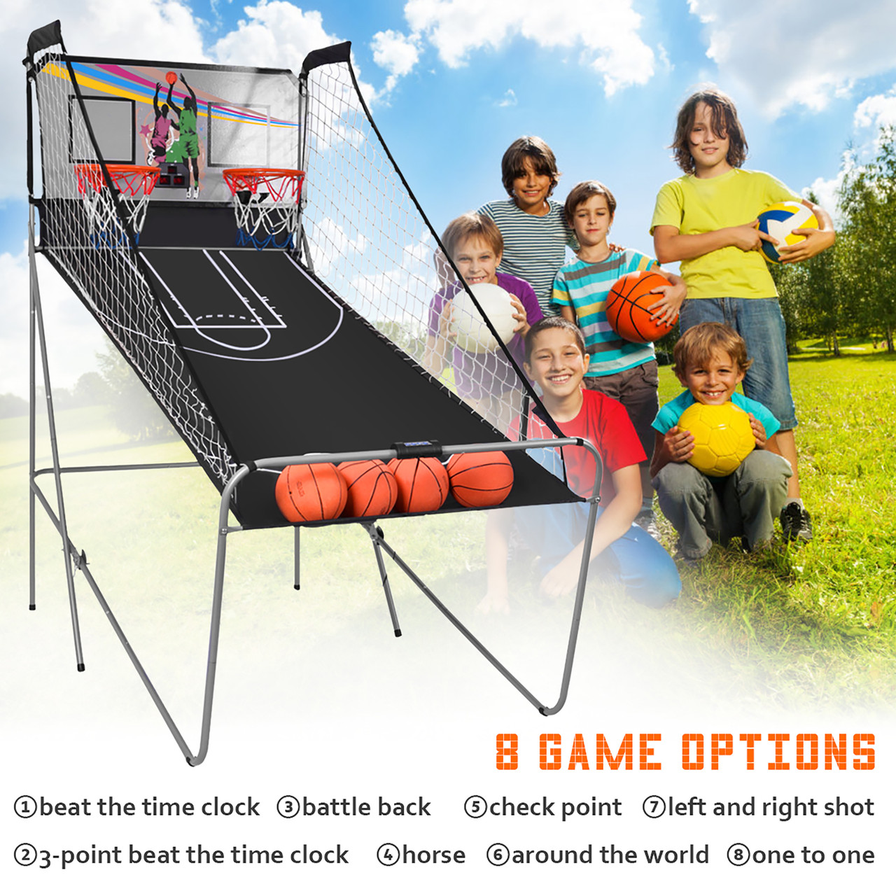 Indoor Double Electronic Basketball Arcade Game with 4 Balls product image