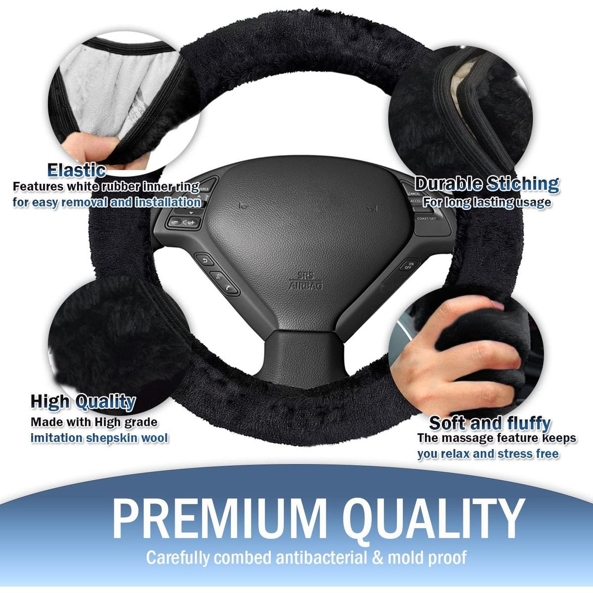 Fluffy Sheepskin Steering Wheel Cover product image
