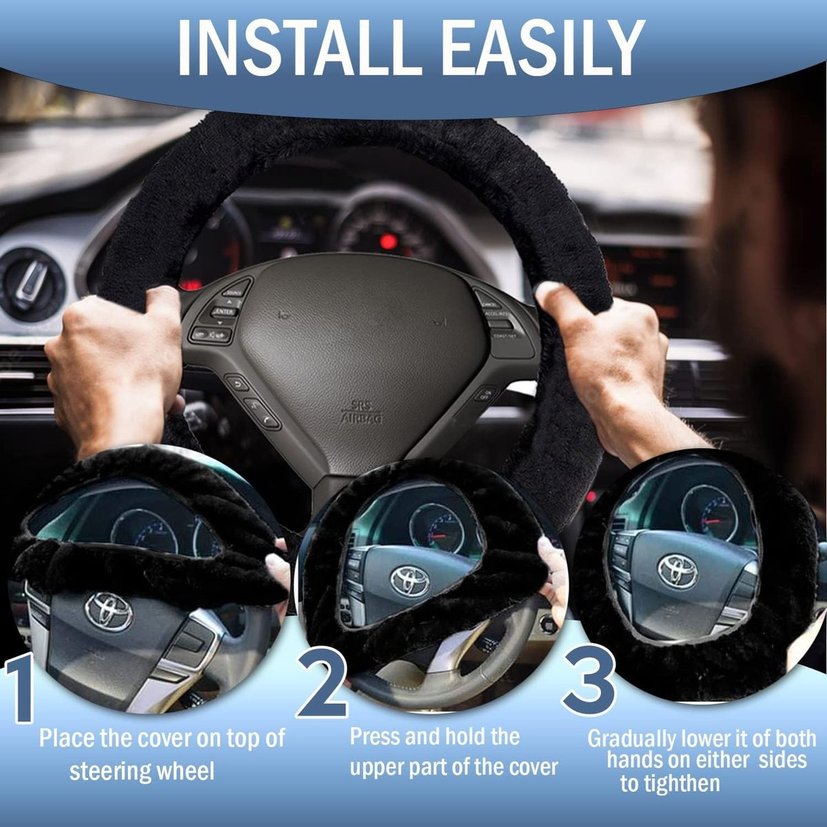 Fluffy Sheepskin Steering Wheel Cover product image