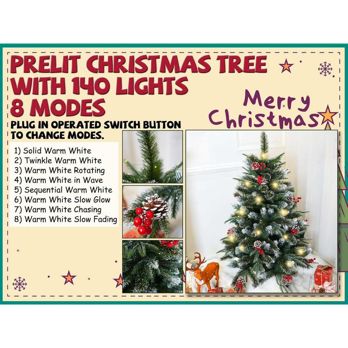 4-foot Prelit Christmas Tree with Pinecones and 140 Lights product image