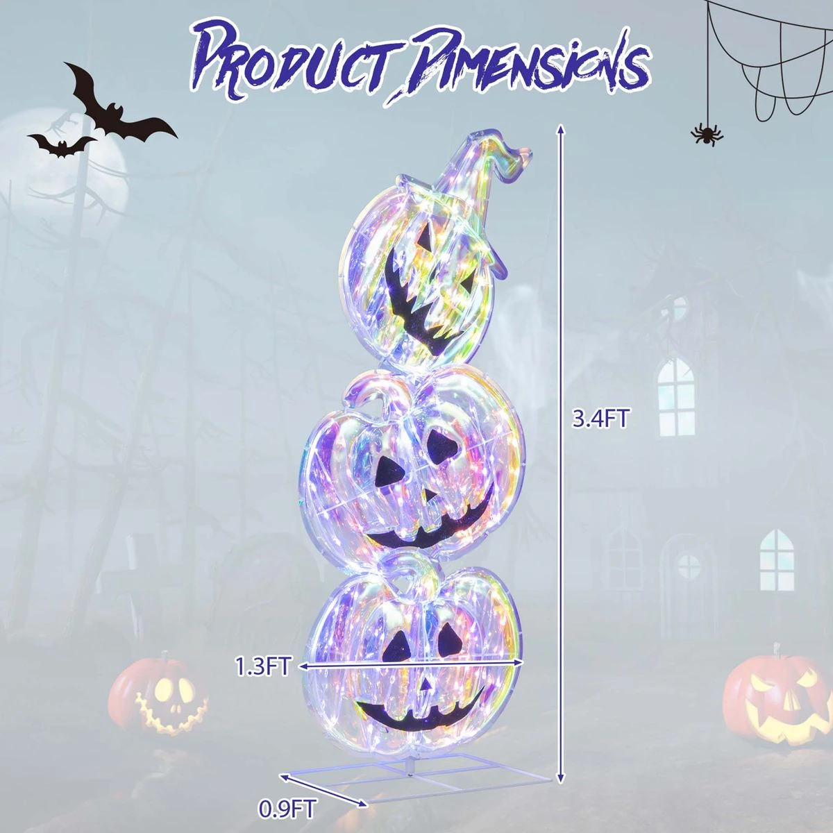 3.4-foot Halloween Stacked Pumpkins with 150 LED product image