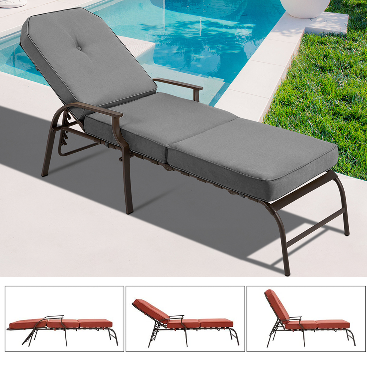 Adjustable Outdoor Patio Chaise Lounge Chair  product image