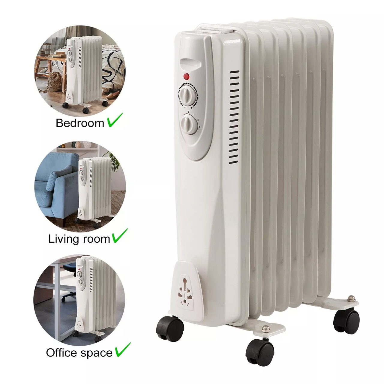 1500W Portable Oil Filled Space Heater with 3 Heat Settings product image