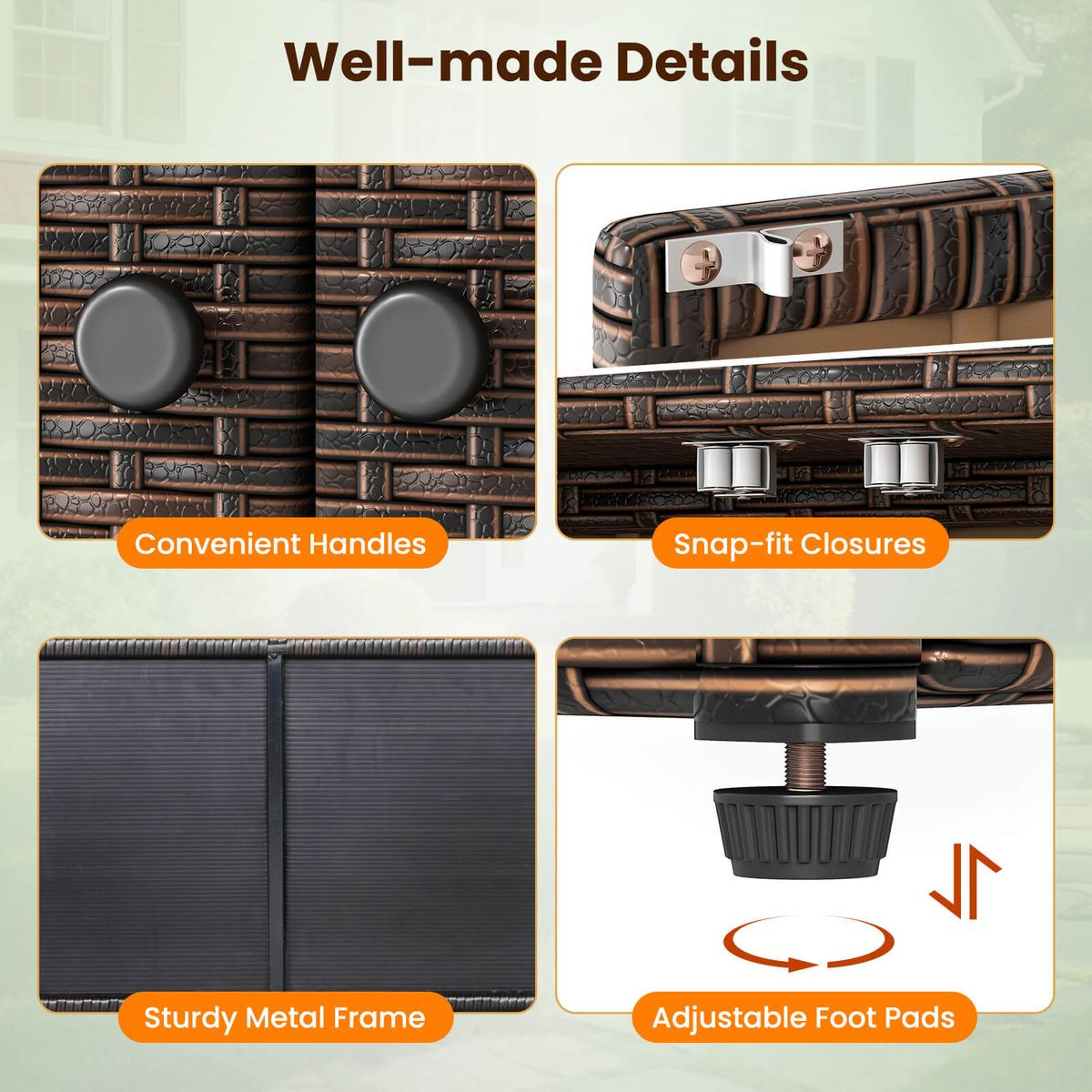 Outdoor PE Wicker Storage Cabinet with 3 Doors and Adjustable Shelves product image