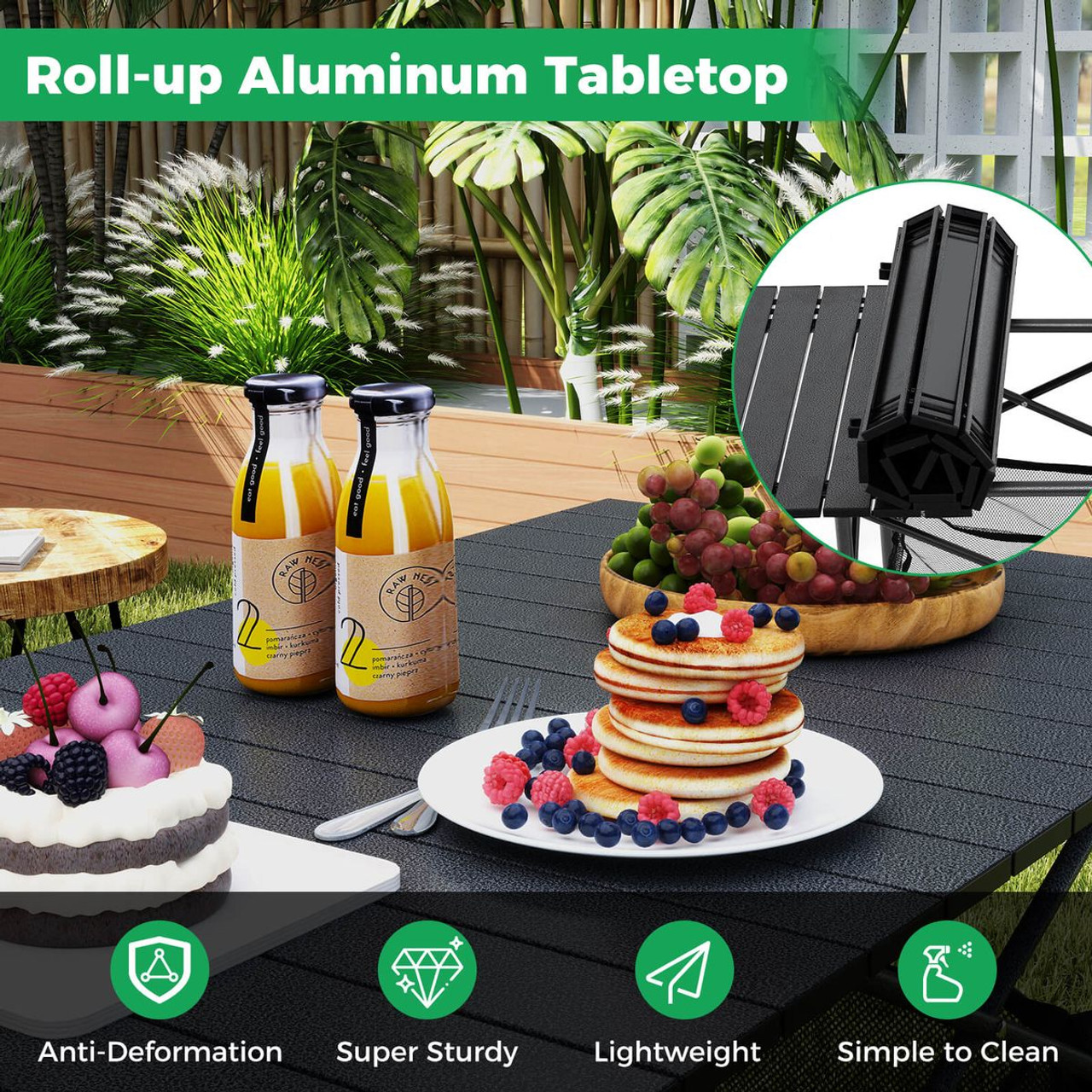 Folding Camping Table with Aluminum Tabletop and Mesh Bag product image