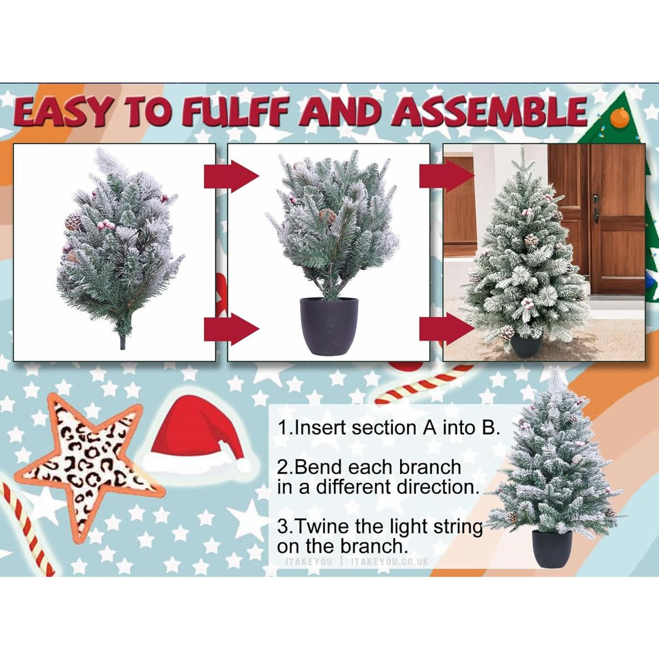 35-inch Snow Flocked Christmas Tree with Pinecones and Red Berries product image 35-inch Snow Flocked Christmas Tree with Pinecones and Red Berries product image