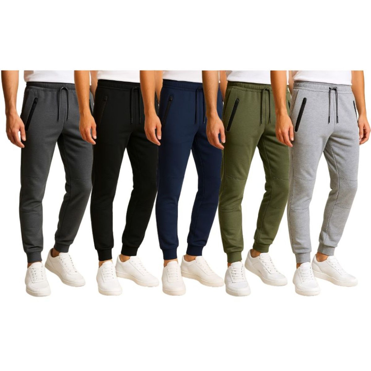 Men's Fleece Joggers with Tech Zipper Pockets (3-Pack) product image