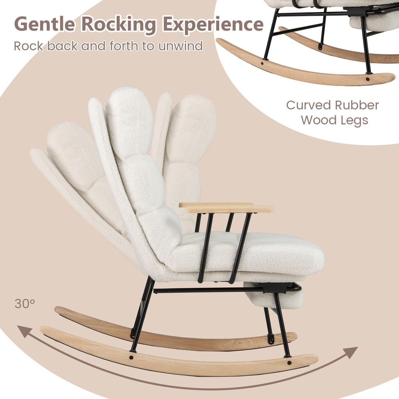 Rocking Chair with 5-Level Adjustable Backrest product image