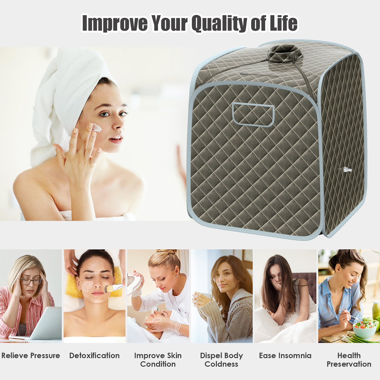 Home Steam Sauna with Powerful 800W Steamer and Free Chair product image