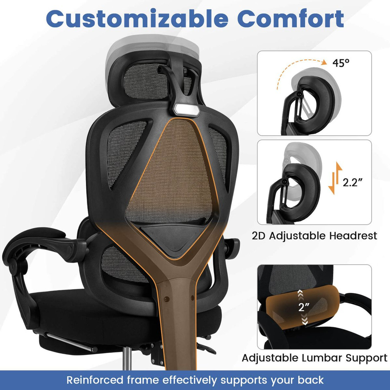 Ergonomic Office Chair with Retractable Footrest product image