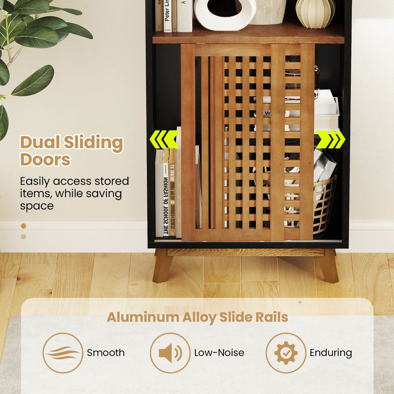 5-Tier Bookcase with 3-Position Adjustable Shelf  and Sliding Doors product image
